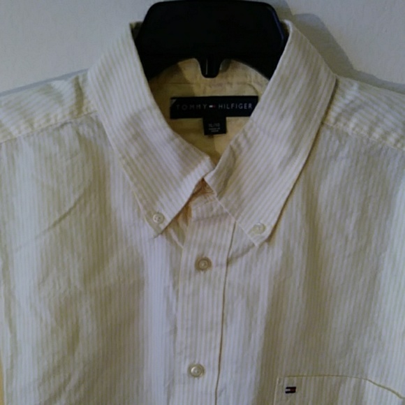 TOMMY Hilfiger button striped yellow shirt XL - Picture 1 of 5